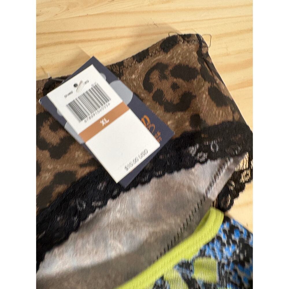 Dereon Womens Size XL Hipster Panty Brown Blue Geometric Lace Trim LOT OF 2 - Picture 4 of 8